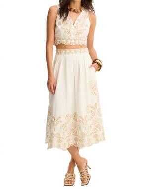 NEW ALLISON NEW YORK maeve midi skirt in off white/sand